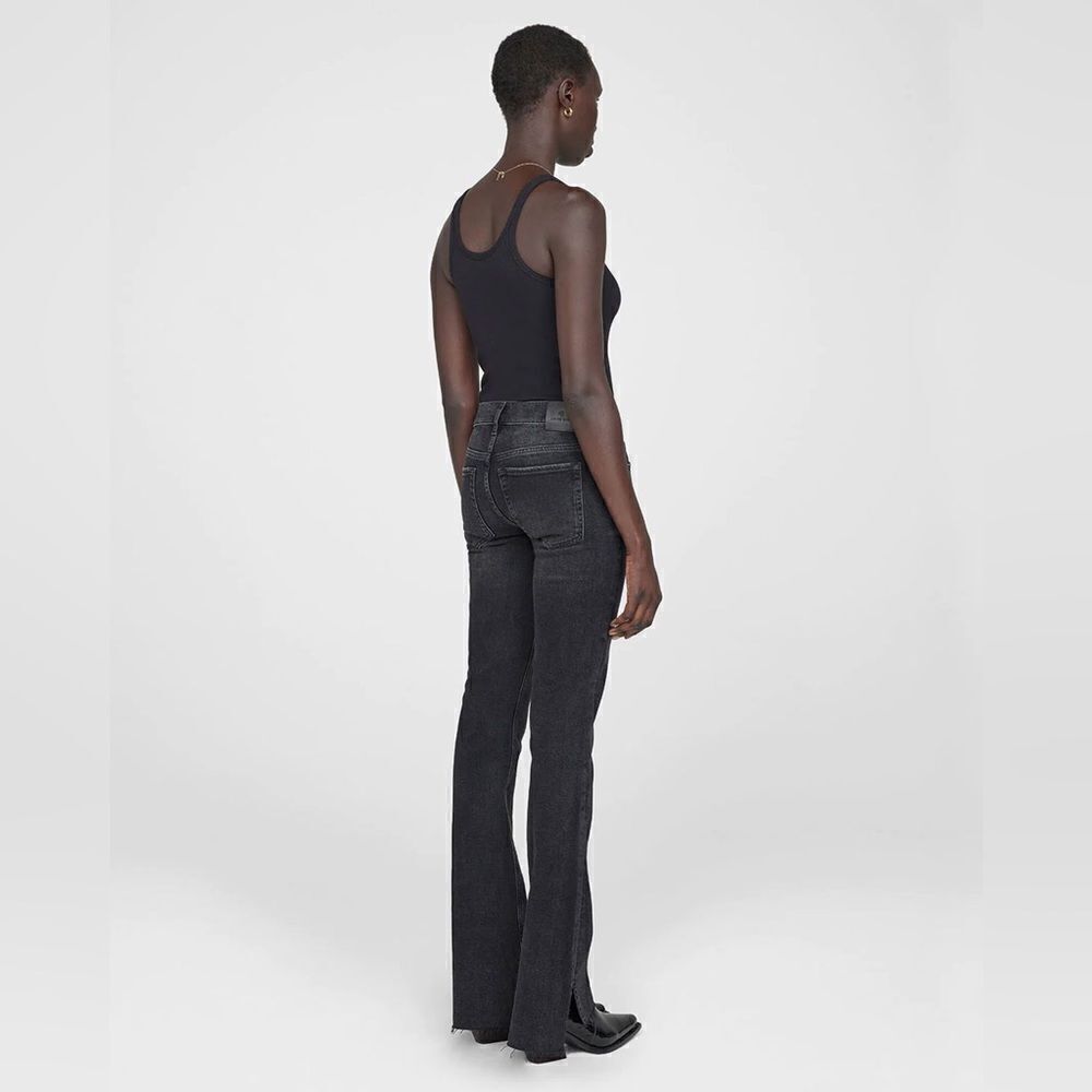 NWT Anine Bing Tristen Skinny Black Jeans Stoned Flare Mid Rise Size 23 - Picture 5 of 12